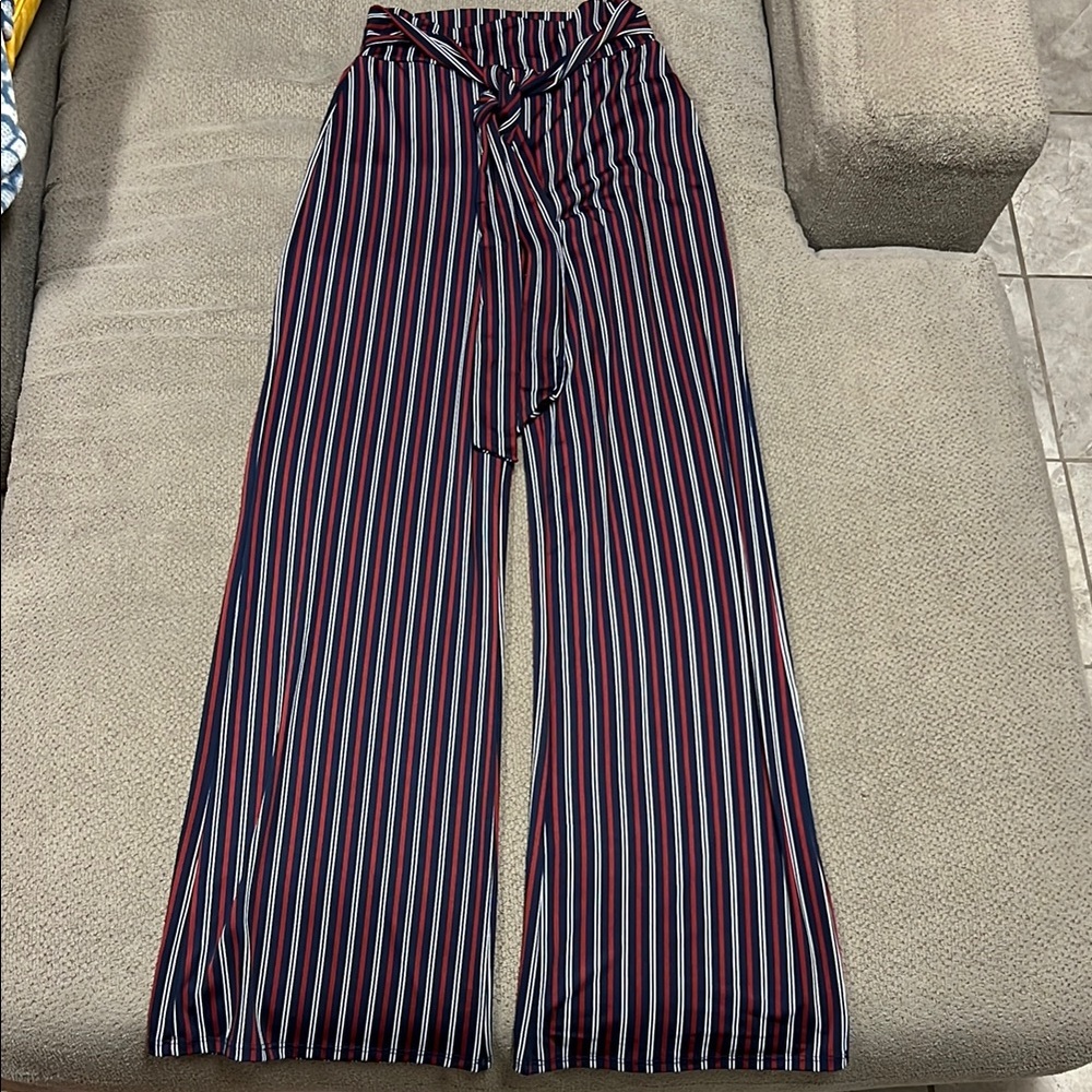 Striped Wide-Leg Pants